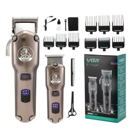 AHigh Power Oil Head Push White Hair Clipper LCD Display