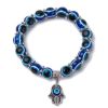 Stretch Bracelets Blue Beads Evil Eyes Bracelet Hamsa Hand of Fatima Lucky Charm for Girl Women