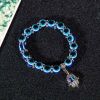 Stretch Bracelets Blue Beads Evil Eyes Bracelet Hamsa Hand of Fatima Lucky Charm for Girl Women