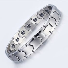 Stainless Steel Jewelry Bracelet Health Energy Magnetic Therapy (Style: Silverblack gallstone)